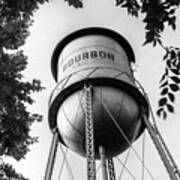 Bourbon Missouri Usa Vintage Water Tower - Black And White Poster