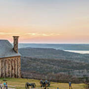 Table Rock Panorama - A Serene Evening At The Ozarks Chapel Poster