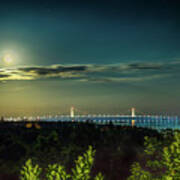 Bridge Mackinac Full Moon -4201 Poster