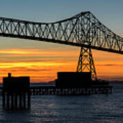 Bridge Sunset Silhouette Poster