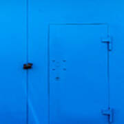 Bright Blue Locked Door And Padlock Poster