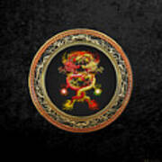 Brotherhood Of The Snake - The Red And The Yellow Dragons On Black Velvet Poster