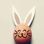 Bunny Egg With Long Ears And Whiskers. Poster