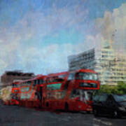 Buses On Westminster Bridge Poster