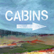 Cabins- Landscape Painting By Linda Woods Poster
