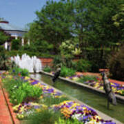 Canal Garden And Water Fountain Poster