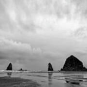 Cannon Beach In Black And White Poster