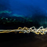Car Light Trails At Dusk In City Poster