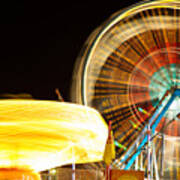 Carnival Rides At Night Picture Poster