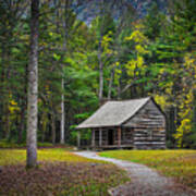 Carter Shields Cabin In Cades Cove Tn Great Smoky Mountains Landscape Poster