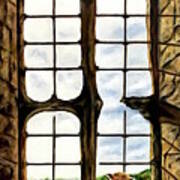Cat In The Castle Window Poster