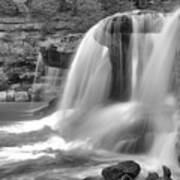 Cataract Falls Large Cascades Black And White Poster