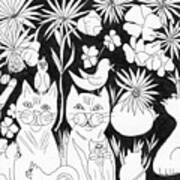 Cats In The Garden Poster