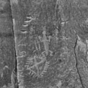 Chaco Petroglyph Figures Black And White Poster