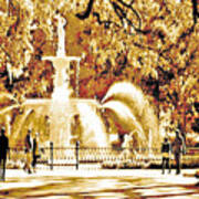 Champagne Twilight Forsyth Park Fountain In Savannah Georgia Usa Poster