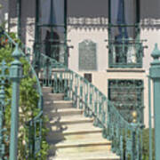 Charleston Historical John Rutledge House - Aqua Teal Gate Staircase Architecture - Charleston Homes Poster