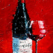 Still Life With Wine Bottle And Glass 1 Poster