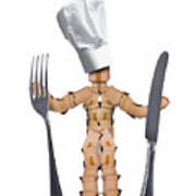 Chef Box Man Character With Cutlery Poster