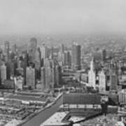 Aerial View Of Chicago Skyline And Marina Towers Poster