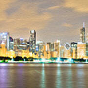 Chicago Skyline In Oil Poster