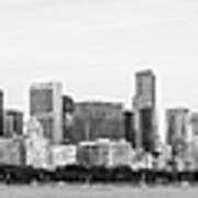 Chicago Skyline Panorama High Resolution Black And White Photo Poster