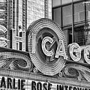 Chicago Theatre Marquee Black And White Poster