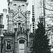 Chicago Water Tower Christmas Tree - Monochrome Poster