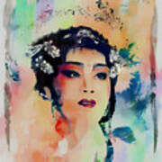 Chinese Cultural Girl - Digital Watercolor Poster
