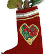 Christmas Stocking With Nature Gifts Poster