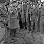 Churchill And Field Marshall Bernard Montgomery Visiting Troops After The Rhine Crossings, 1945 Poster
