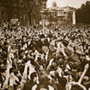 Churchill Mobbed In Whitehall On Ve Day Poster
