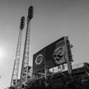 Cincinnati Reds Riverfront Stadium Black And White Poster