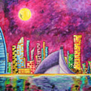 City Of Dubai Pop Art Original Luxe Life Painting By Madart Poster