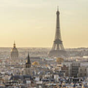 City Of Paris And Tour Eiffel At Sunset, Ile De France, France Poster