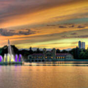 City Park Fountain At Sunset Poster