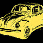 Classic Beetle Tee Yellow Ink Poster