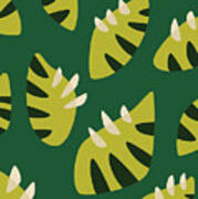 Clawed Abstract Green Leaf Pattern Poster