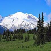Clouds Clearing At Mount Rainier Poster