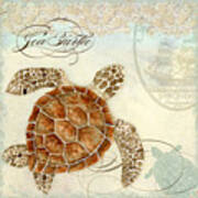 Coastal Waterways - Green Sea Turtle 2 Poster