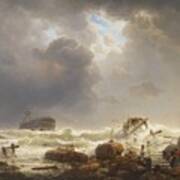 Coastline With Stormy Sea Poster