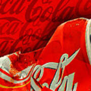 Coca-cola Can Crush Red Logo Background Poster