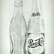 Coke Or Pepsi Black And White Poster