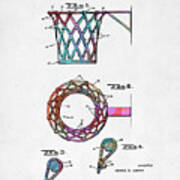 Colorful 1951 Basketball Net Patent Artwork Poster