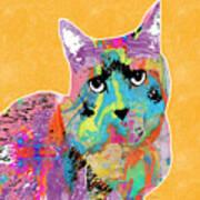 Colorful Cat With An Attitude- Art By Linda Woods Poster