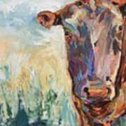 Colorful Cow Portrait Poster