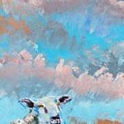 Colorful Sheep Pink Cloudy Sky Poster