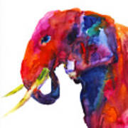 Colorful Watercolor Elephant Poster