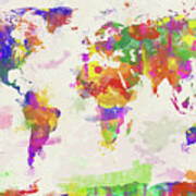 Colorful Watercolor World Map Poster