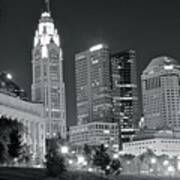 Columbus Grayscale Nightscape Poster