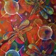 Cosmic Dragonflies Ii Pattern Art Poster